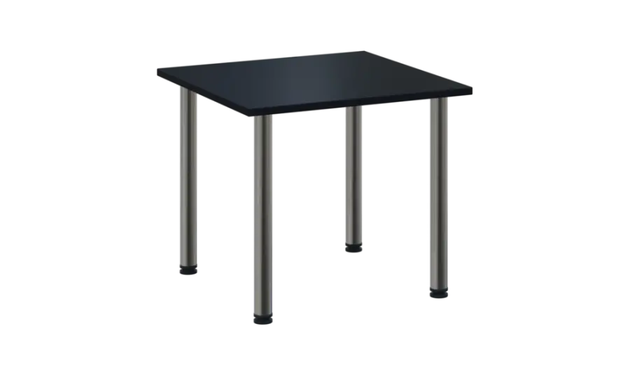 CRTR 80 jídelní stůl, kovová podnož chrom, deska 25 mm, 800x800 mm, černá